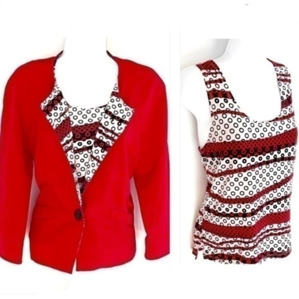 2 Items! Geometric Design Blazer & Tank Set!